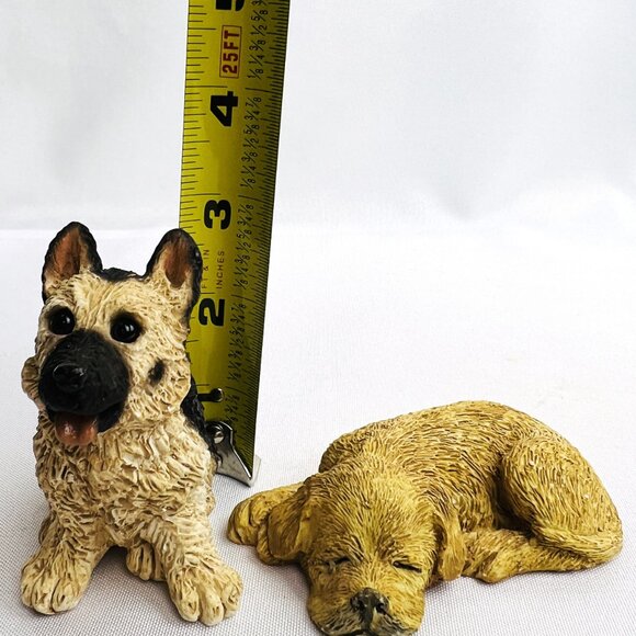 Set of Two Adorable Resin Dog Figurines Sitting and Sleeping Puppies - Picture 11 of 12